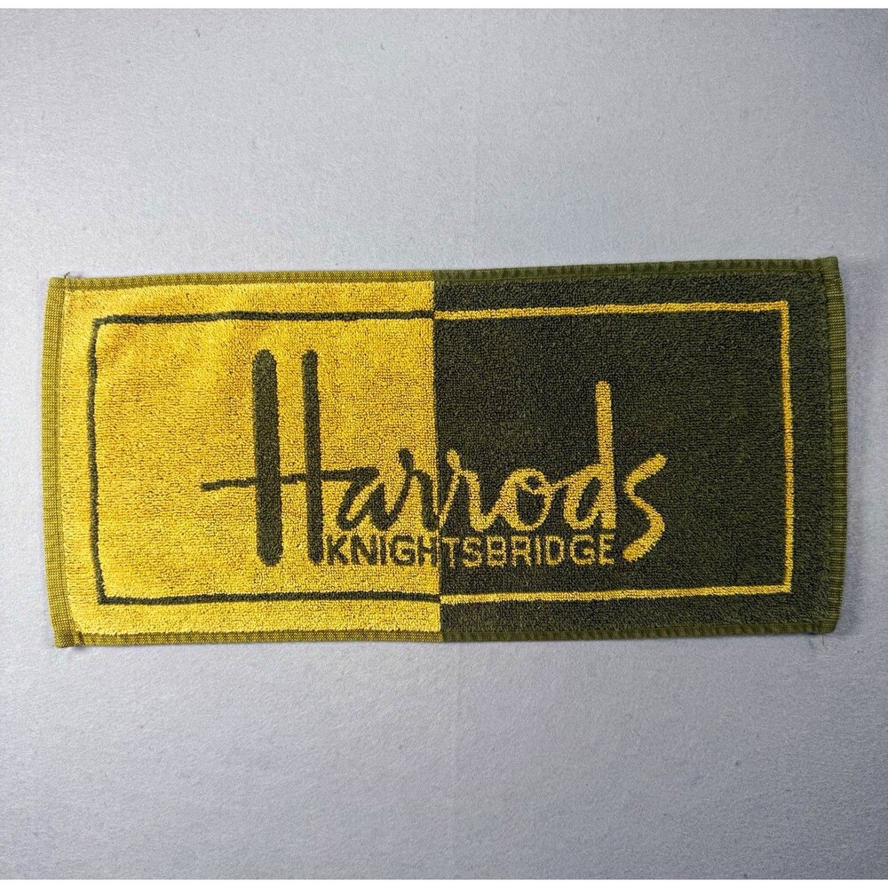 Harrods Knightsbridge Souvenir Bar Towel 100% Cotton Green Gold
